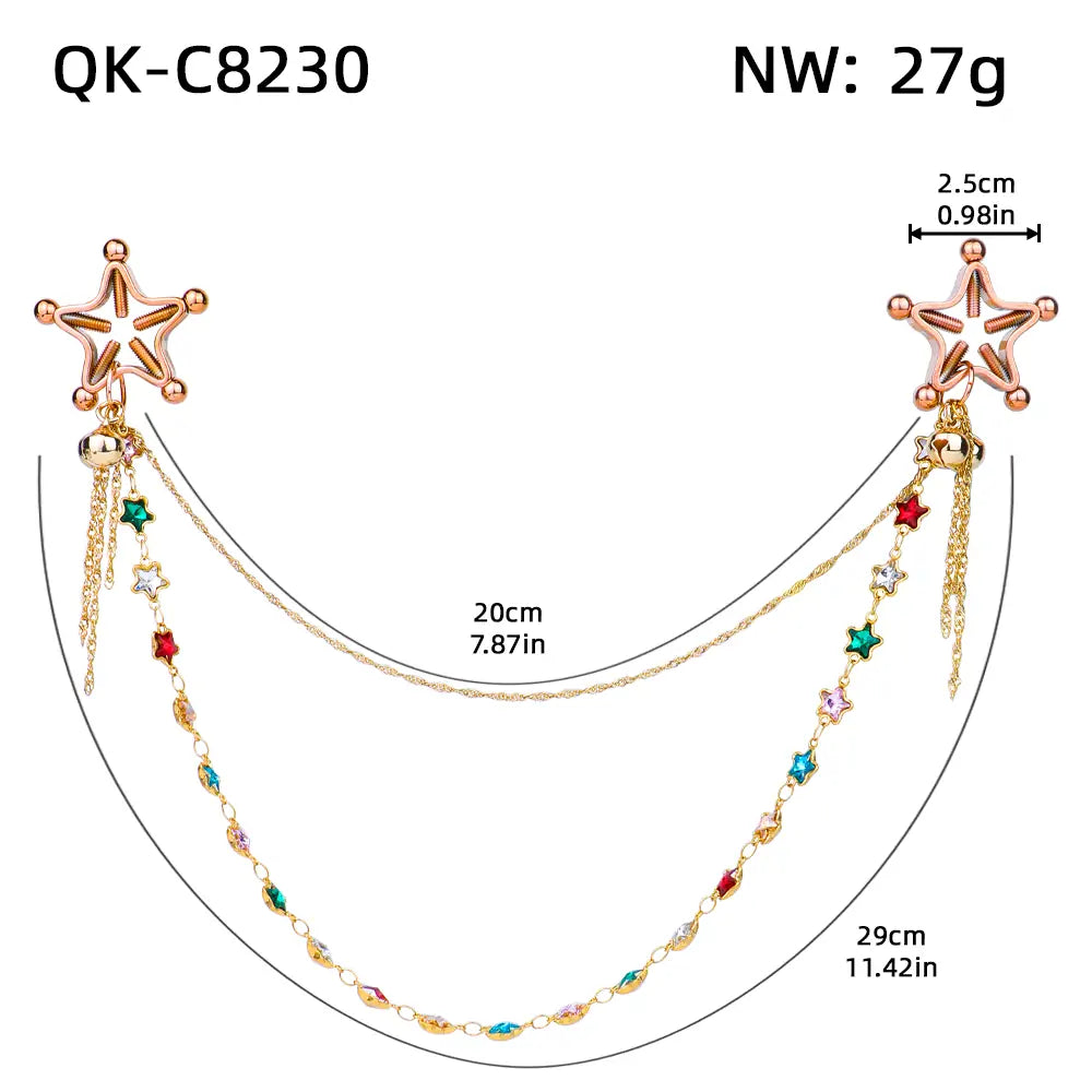BDSM Stainless Steel Chain Nipple Clips