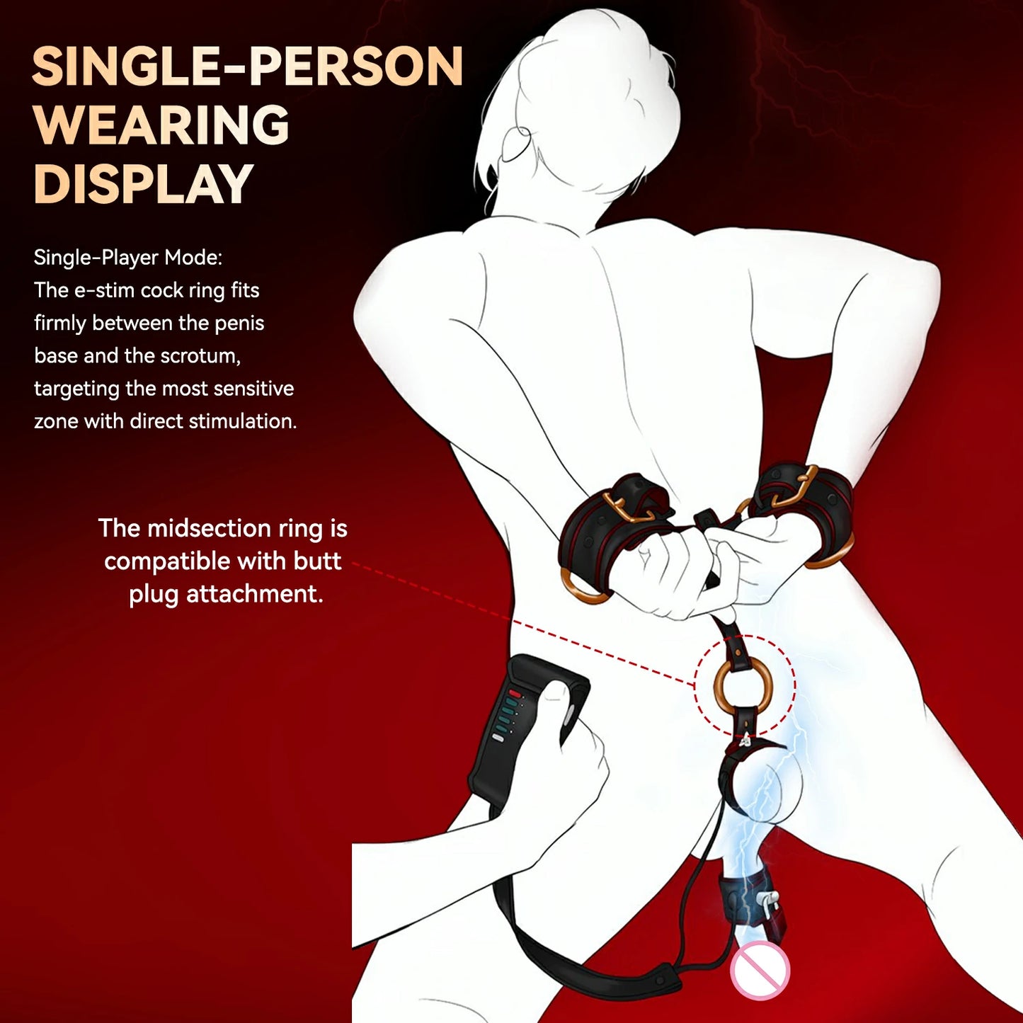 BDSM Testicular Electric Pulse Harness Ring