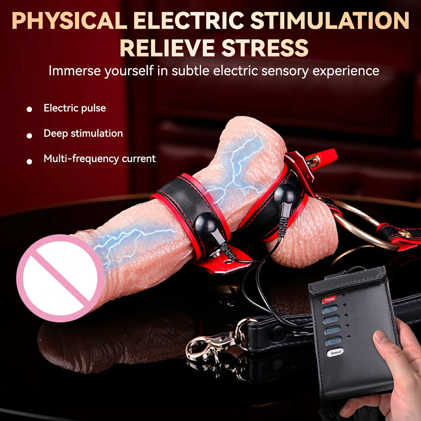 BDSM Testicular Electric Pulse Harness Ring