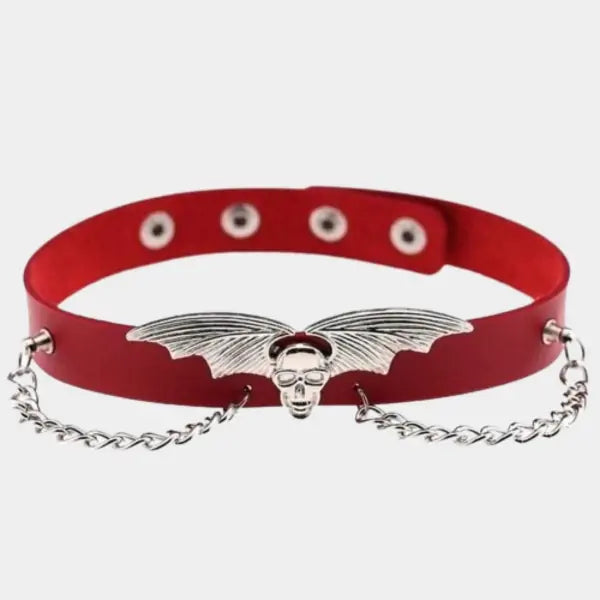 BDSM Gothic Bat Wing Skull Choker