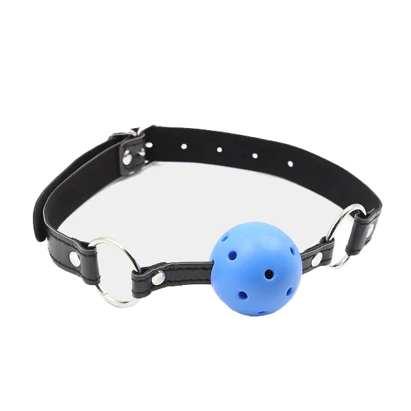 Blue Ball Gag - Adjustable Breathable Hollow Design