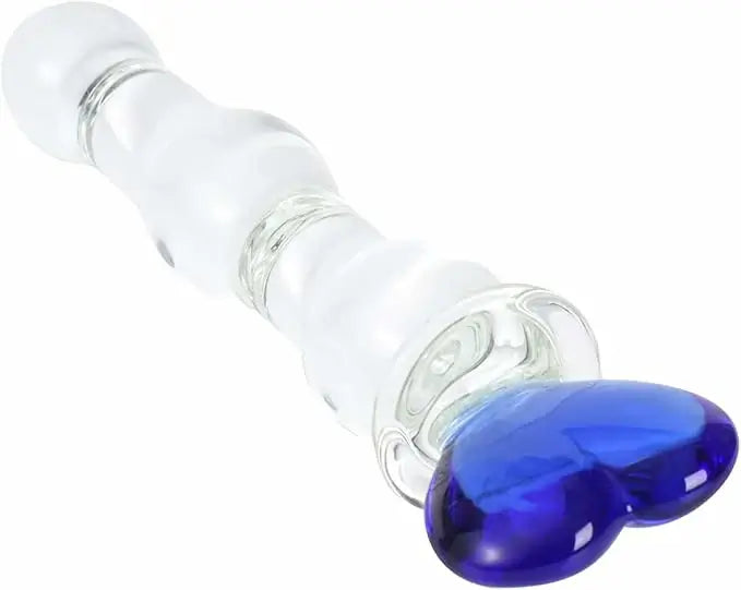 Blue Heart Glass Wand Dildo