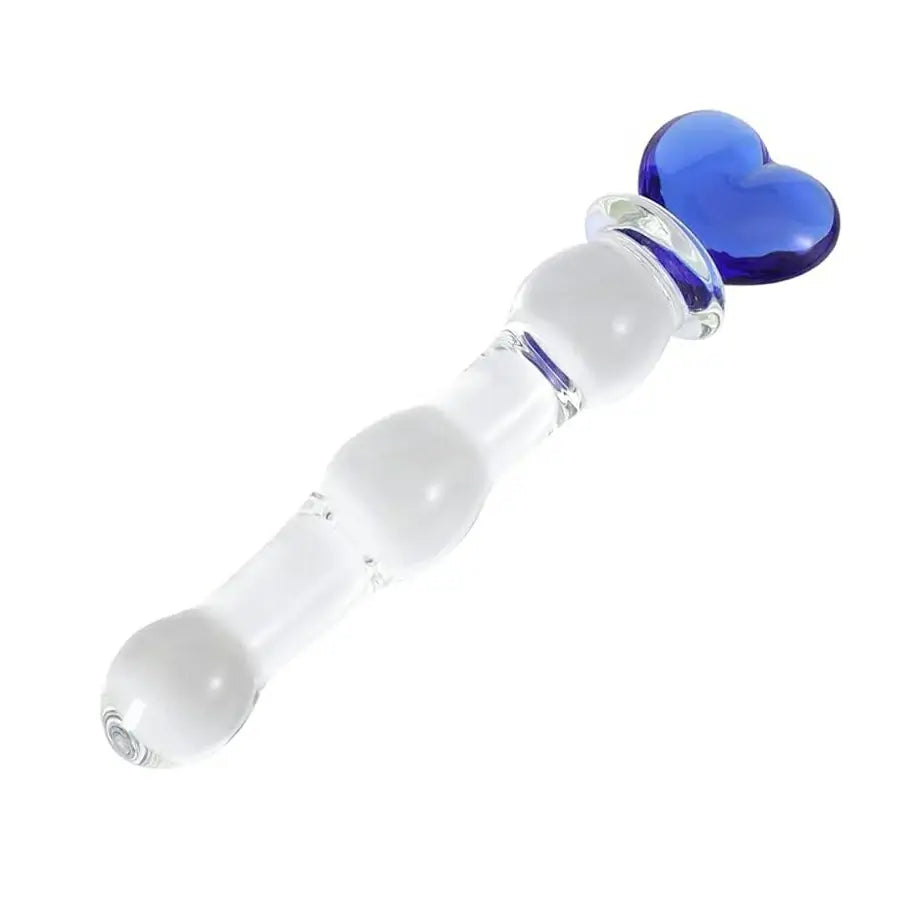 Blue Heart Glass Wand Dildo