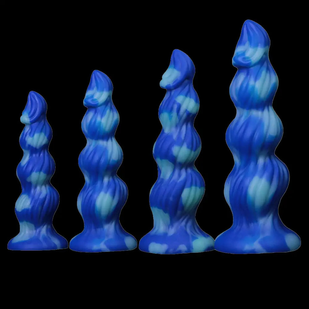 Blue Swirl - Fantasy 4-Knot Dog Dildo