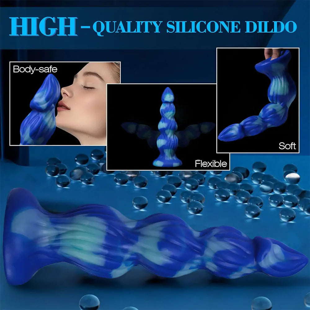 Blue Swirl - Fantasy 4-Knot Dog Dildo