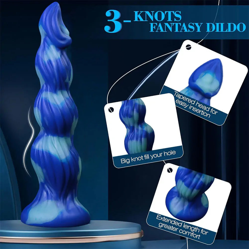 Blue Swirl - Fantasy 4-Knot Dog Dildo