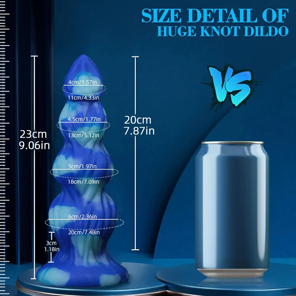 Blue Swirl - Fantasy 4-Knot Dog Dildo