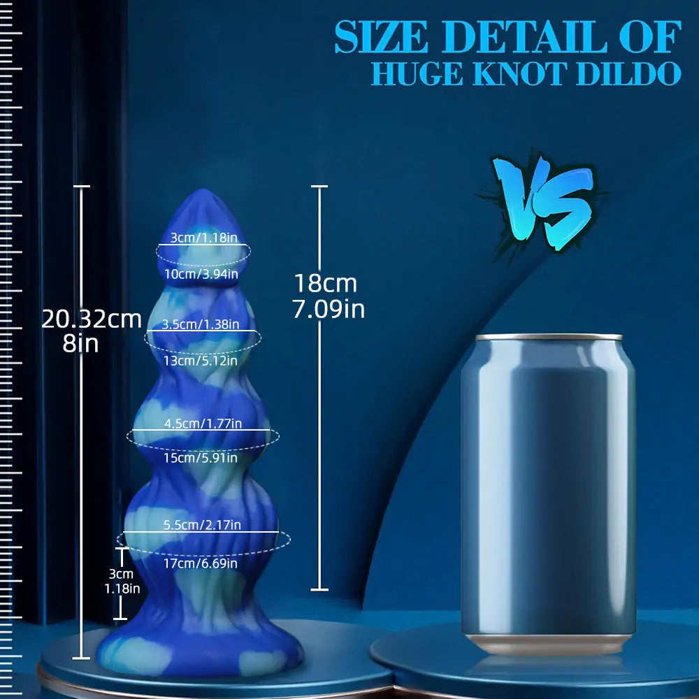 Blue Swirl - Fantasy 4-Knot Dog Dildo