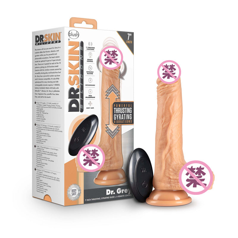 Blush Dr. Skin Silicone - Dr. Grey - 7 Inch Thrusting Dildo