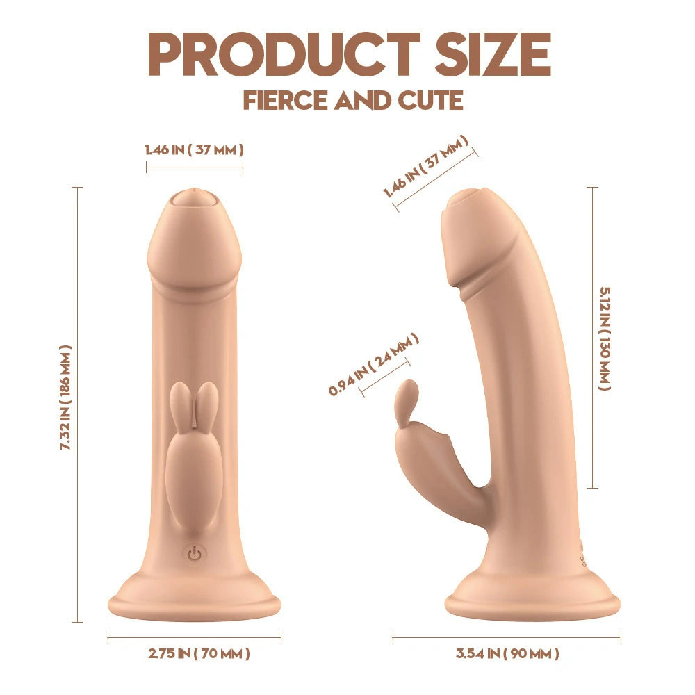 Anesidora Suction Cup Dildo With Rabbit Ear