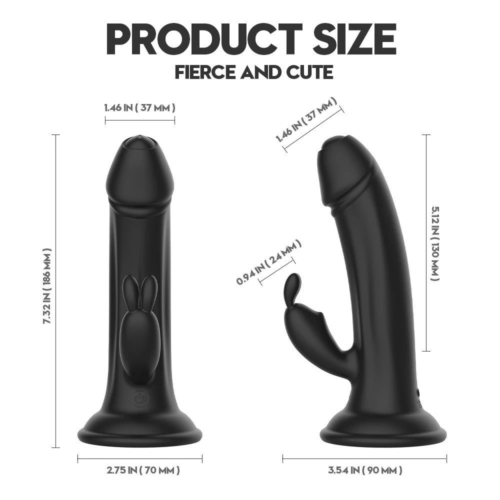 Anesidora Suction Cup Dildo With Rabbit Ear