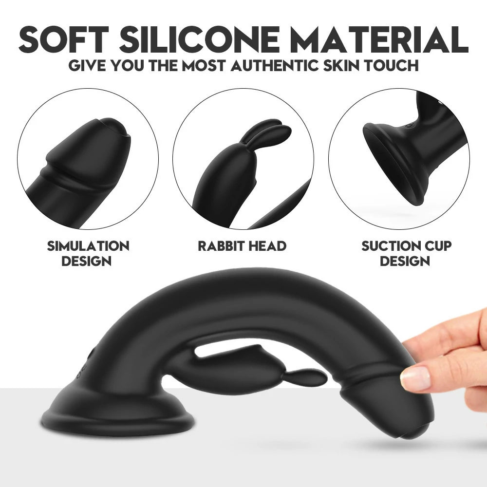 Anesidora Suction Cup Dildo With Rabbit Ear