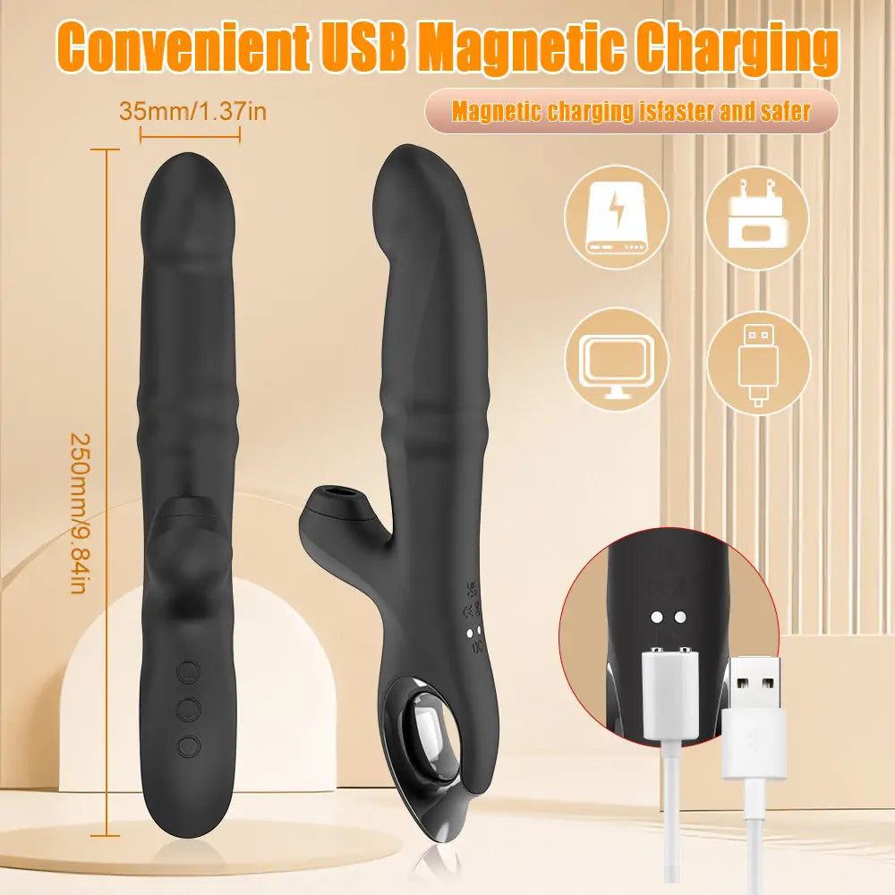 Climax Thrills Vibrating Dildo Sucking Massager