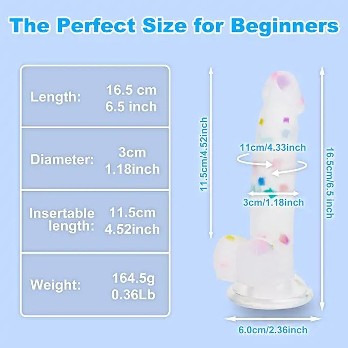 Confetti Strap On Realistic Dildo 6 Inches