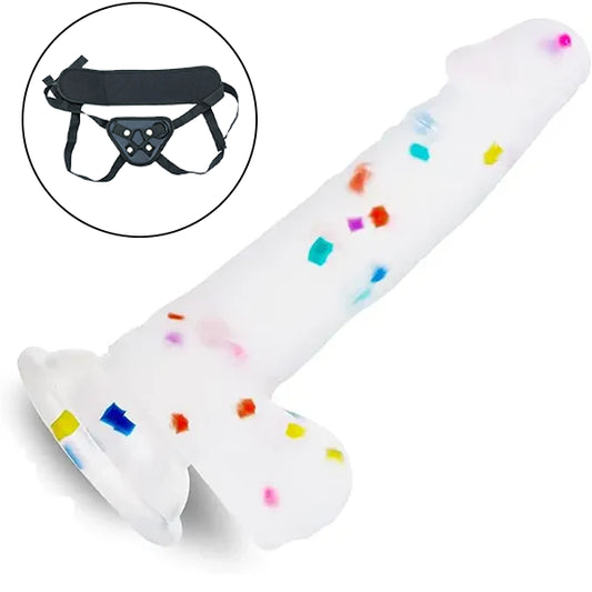 Confetti Strap On Realistic Dildo 6 Inches