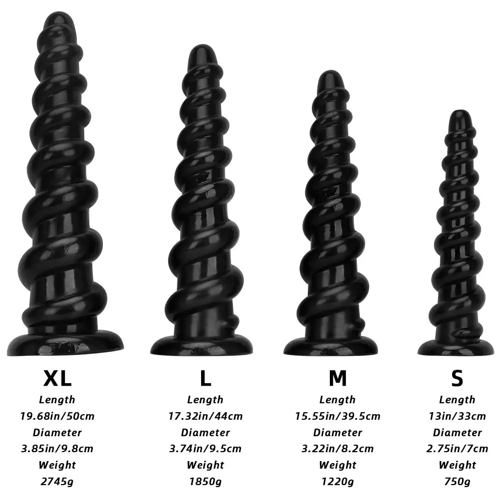 Corkscrew Dildo - Spiral Fantasy Toy 5 Size