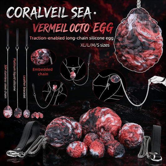 Crimson Abyss Egg – Chained Silicone Anal Plug
