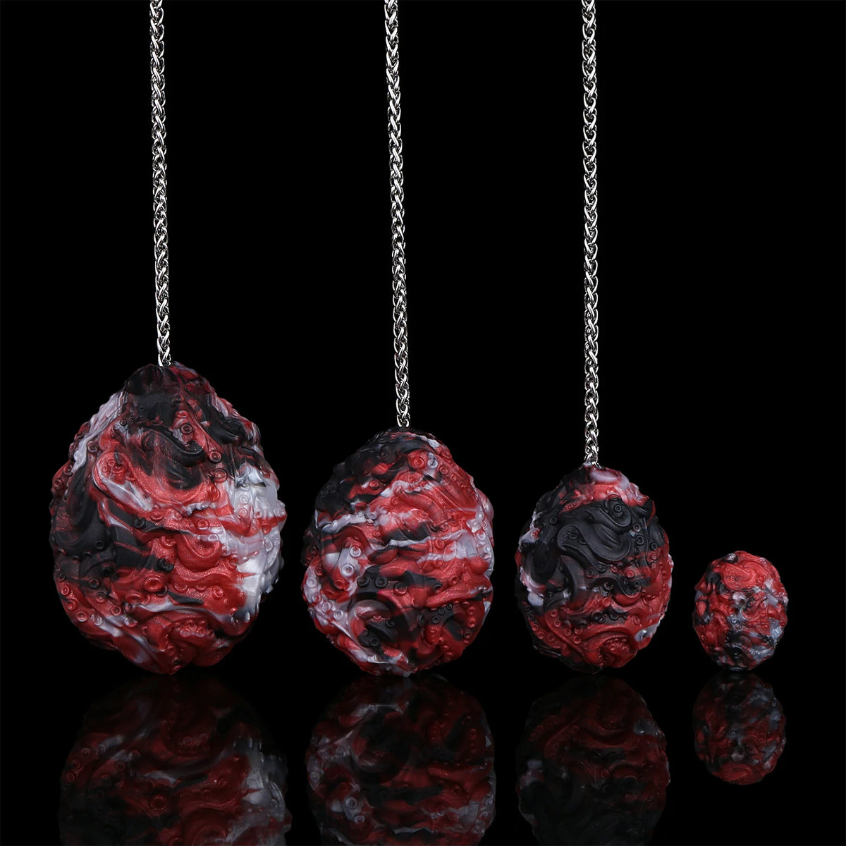 Crimson Abyss Egg – Chained Silicone Anal Plug