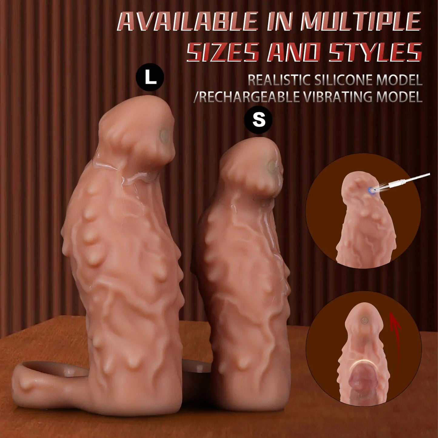 Curved Silicone Bumpy Vibrating Penis Sleeve