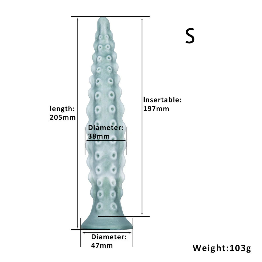 Curved Alien Octopus Tentacle Dildo 7.8 Inches
