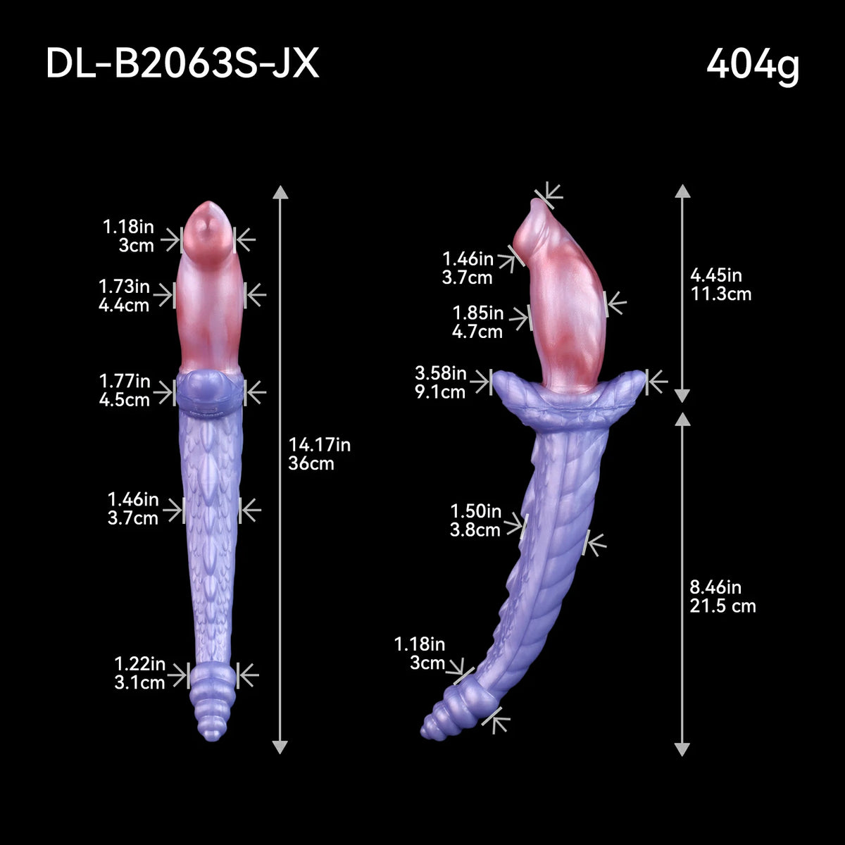 Rattletail Kane – Double-Ended Dragon Dildo with Insertable Vibrator