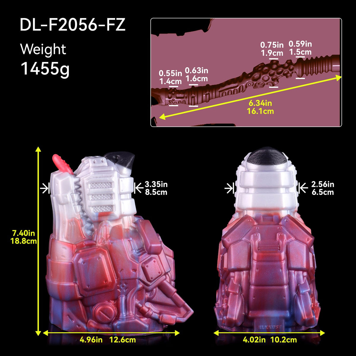 Cyber-Beast Mech Wolf Fantasy Stroker – Liquid Silicone Sex Dolls Masturbation Device with Textured Canal & Tongue Action