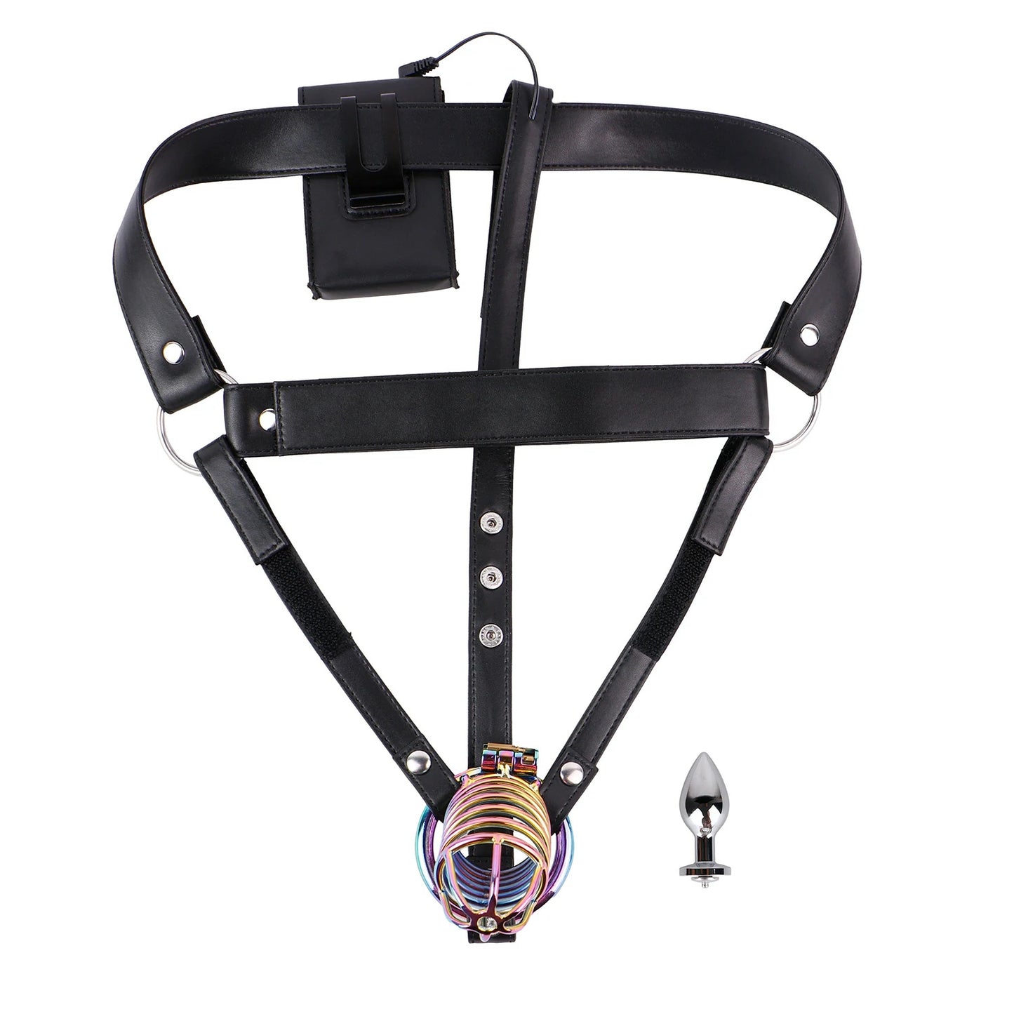 Adjustable Electric Shock Anal Plug Chastity Belt