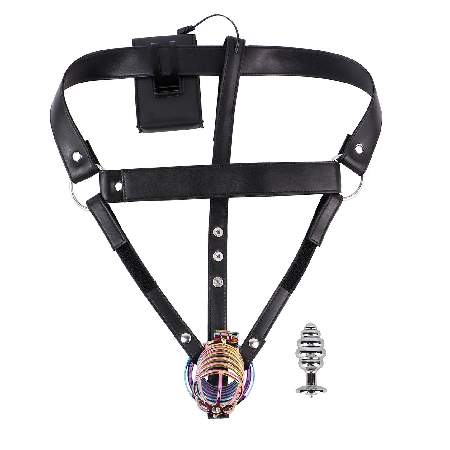 Adjustable Electric Shock Anal Plug Chastity Belt