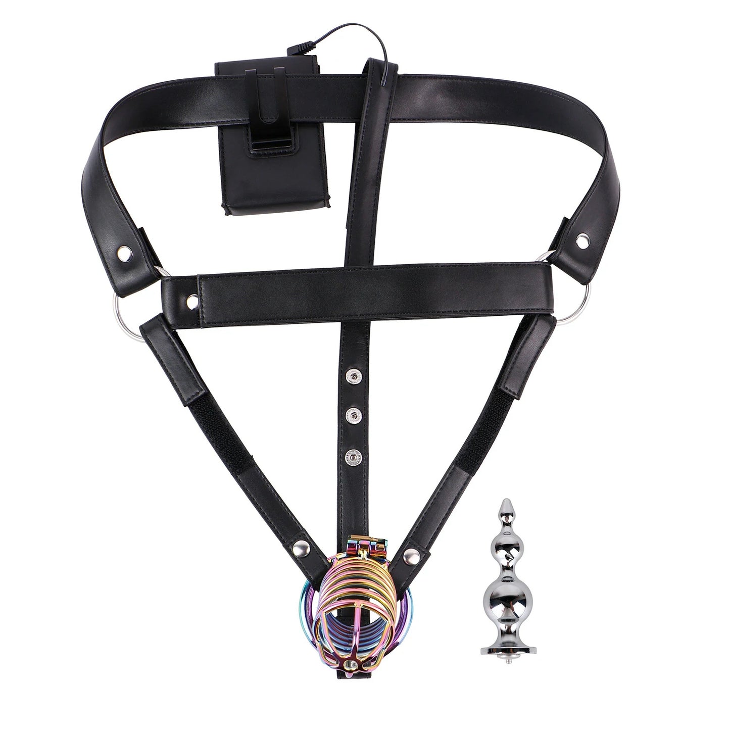 Adjustable Electric Shock Anal Plug Chastity Belt