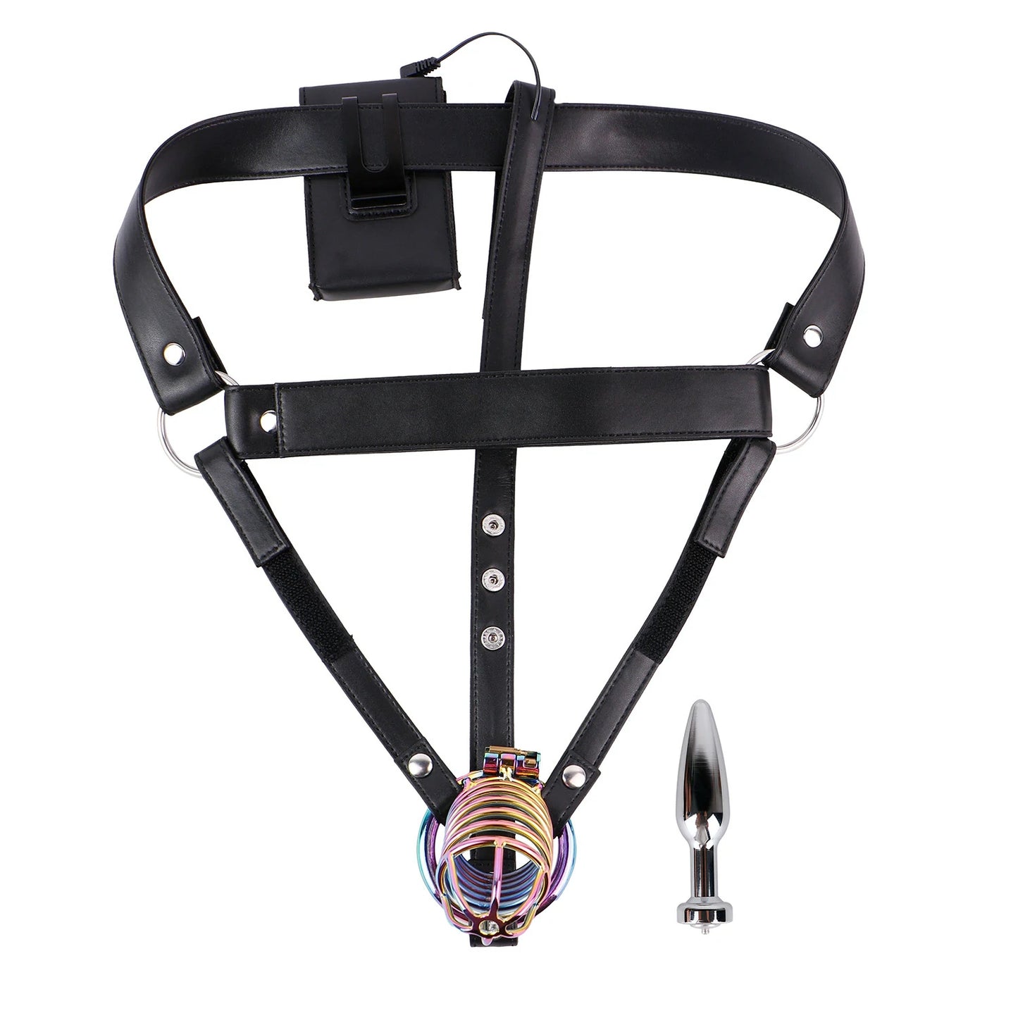 Adjustable Electric Shock Anal Plug Chastity Belt