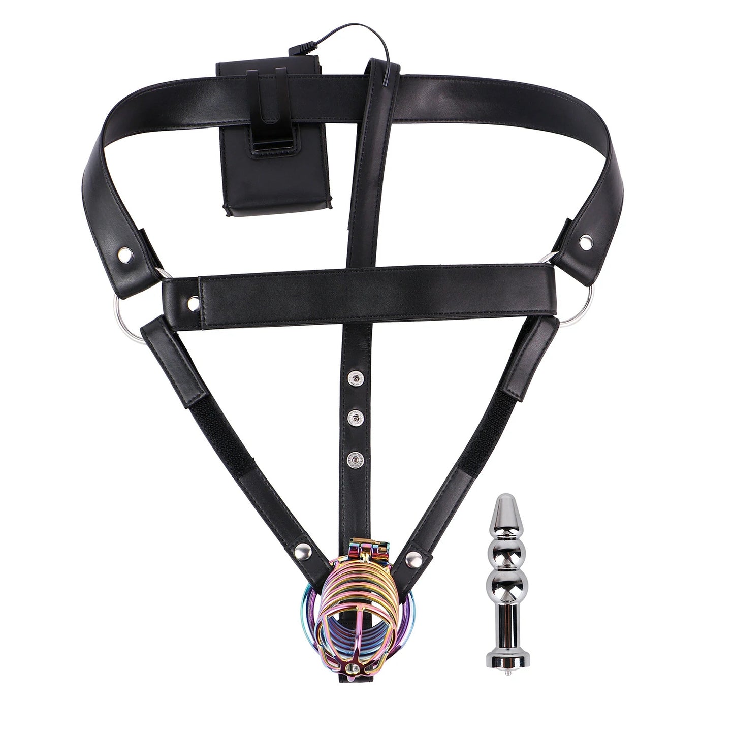 Adjustable Electric Shock Anal Plug Chastity Belt