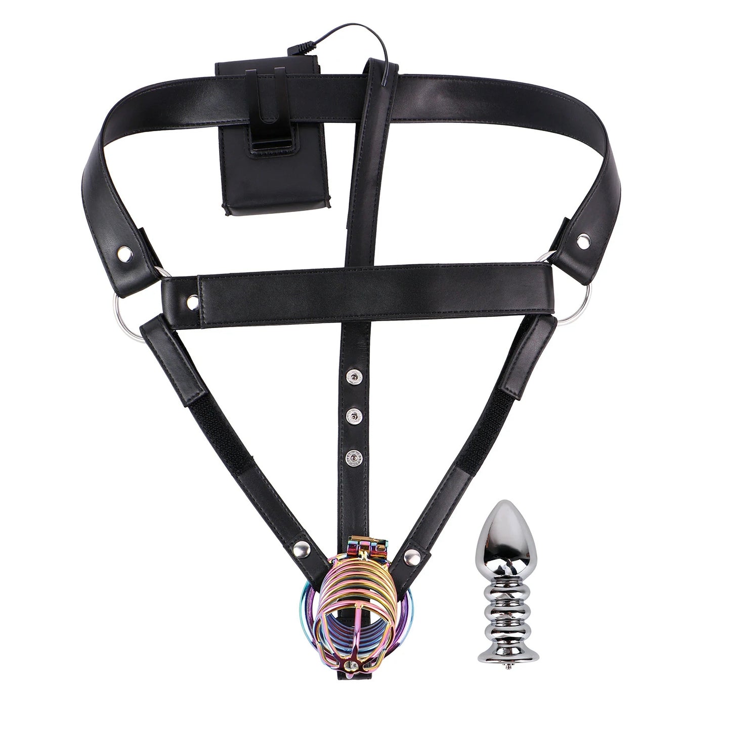 Adjustable Electric Shock Anal Plug Chastity Belt