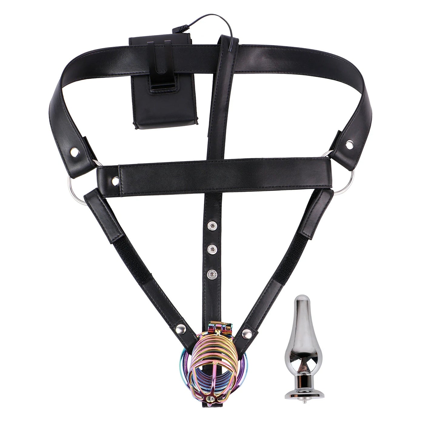 Adjustable Electric Shock Anal Plug Chastity Belt