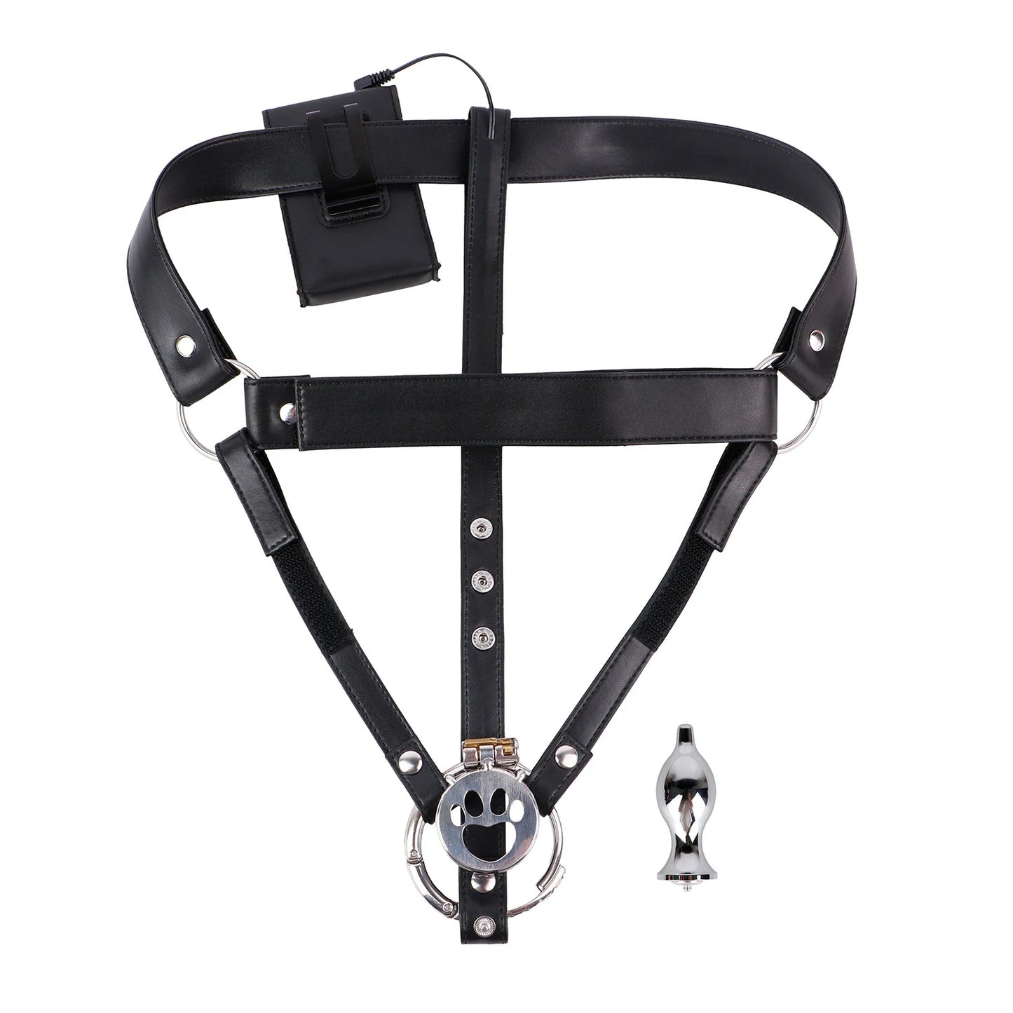 Adjustable Electric Shock Anal Plug Chastity Belt