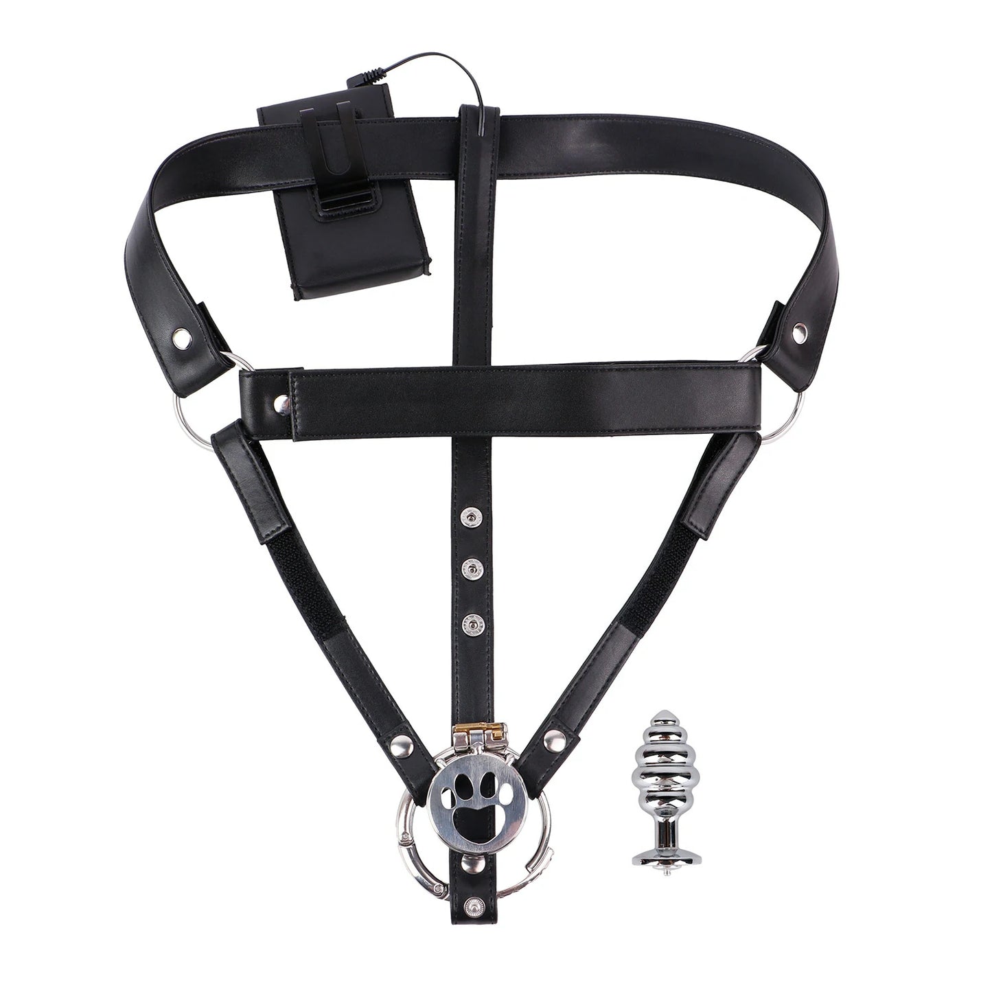 Adjustable Electric Shock Anal Plug Chastity Belt