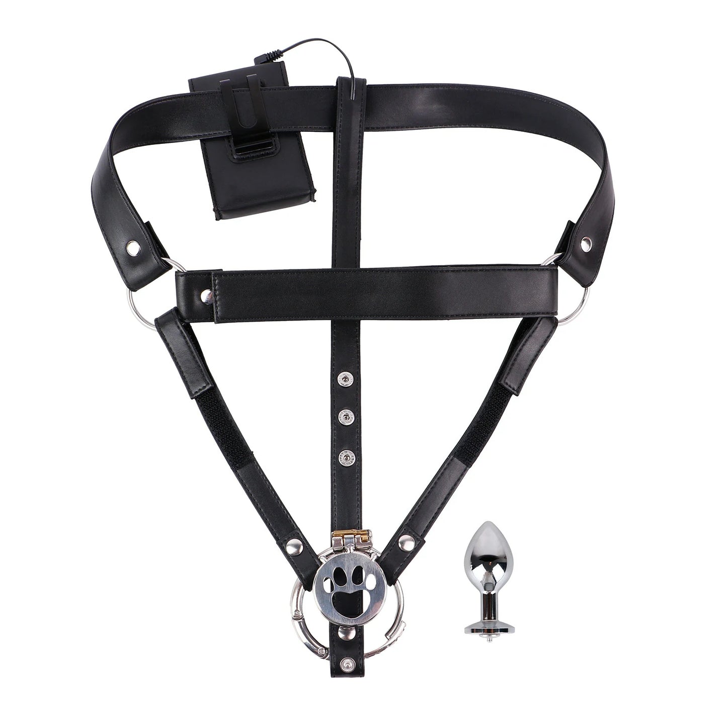 Adjustable Electric Shock Anal Plug Chastity Belt