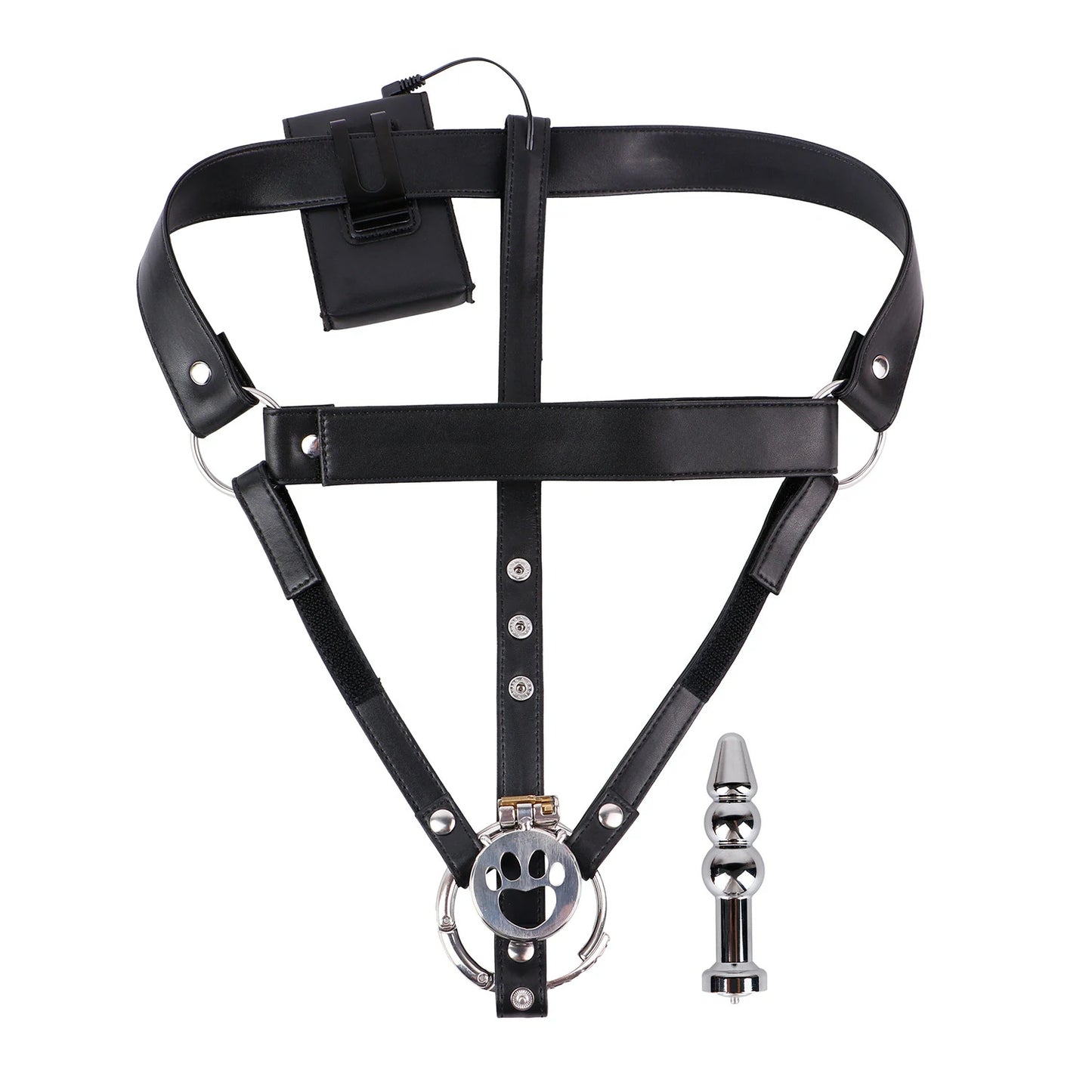Adjustable Electric Shock Anal Plug Chastity Belt