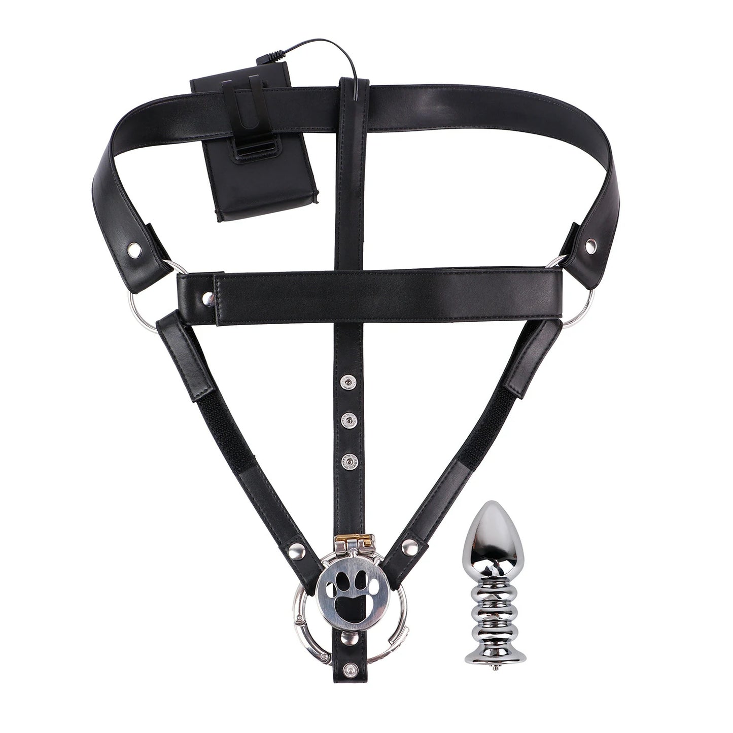 Adjustable Electric Shock Anal Plug Chastity Belt