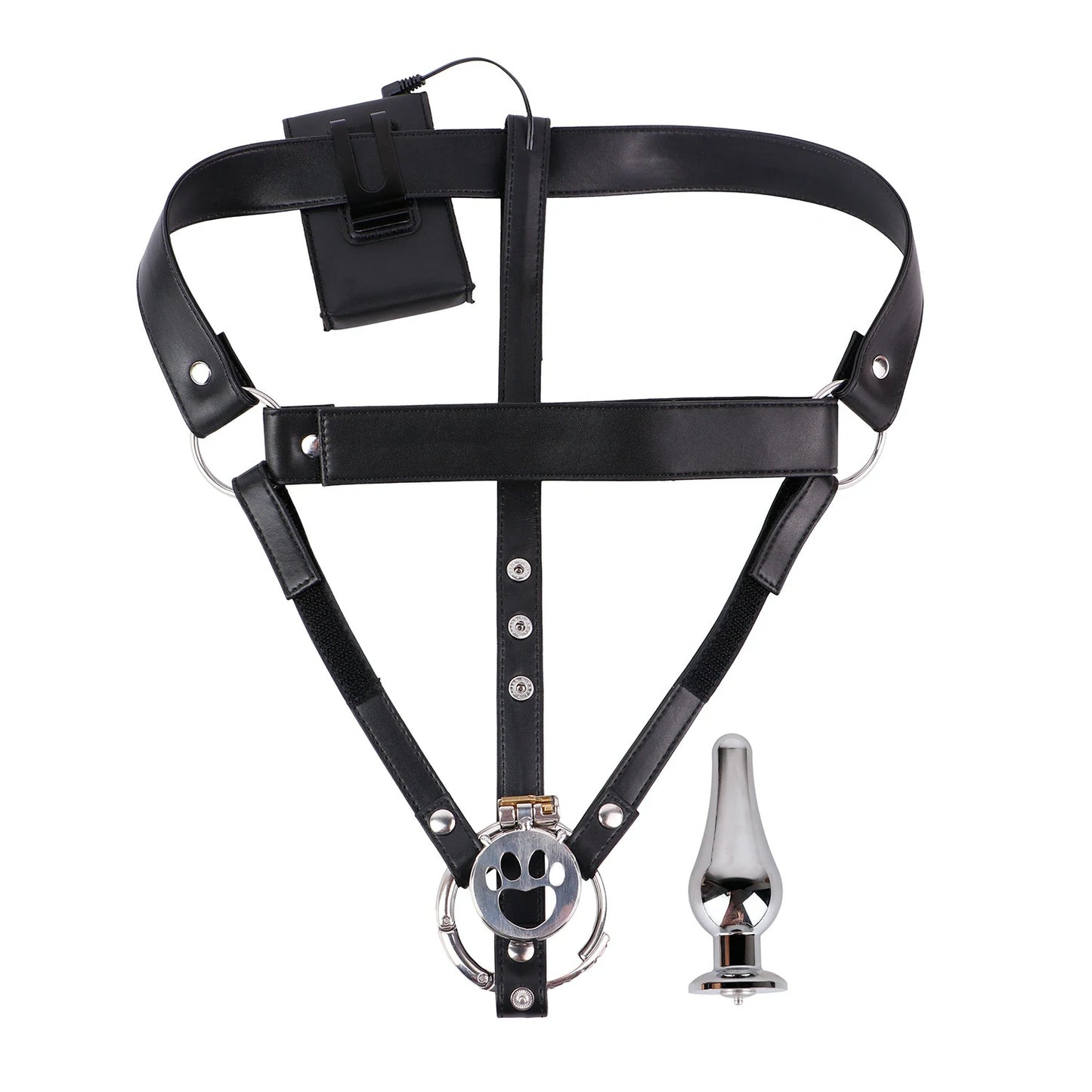 Adjustable Electric Shock Anal Plug Chastity Belt