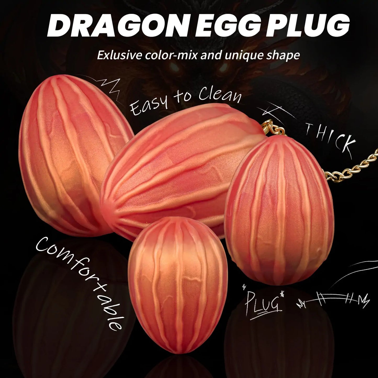 Dragon Egg Butt Plug with Chain