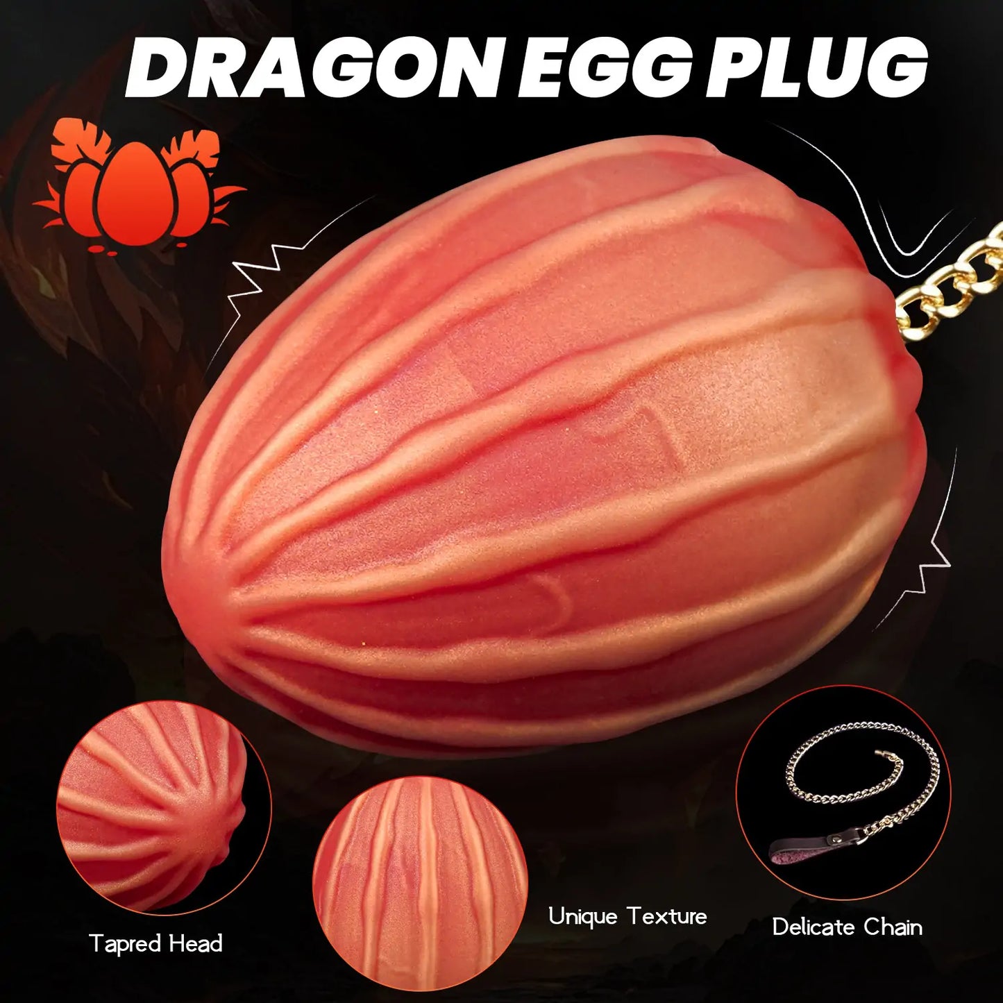 Dragon Egg Butt Plug with Chain