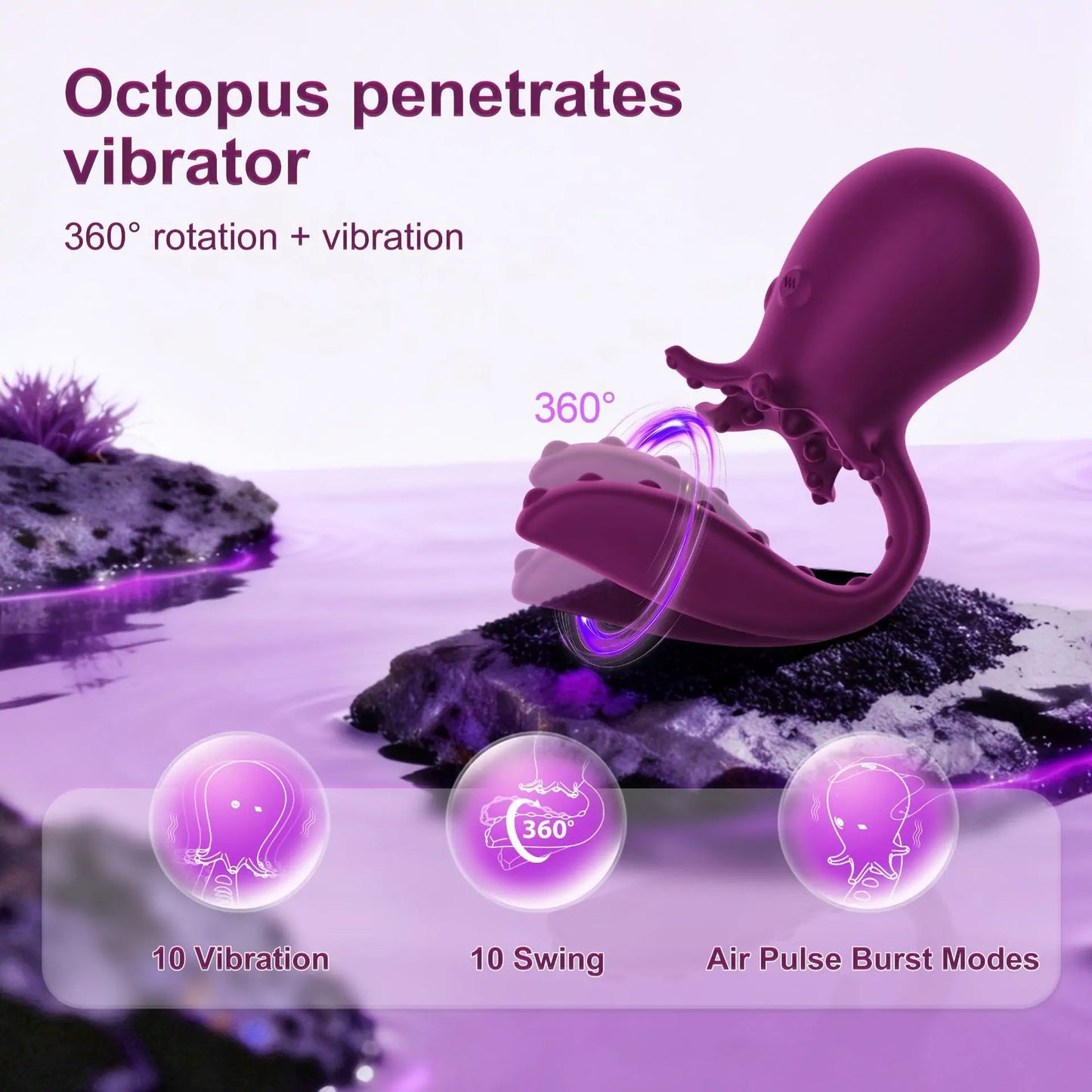 Dual Motor Rotatable Octopus Vibrator - App Controlled
