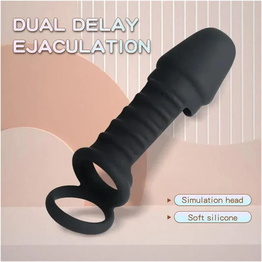 Dual Ring Cock Sleeve Body-Safe Silicone