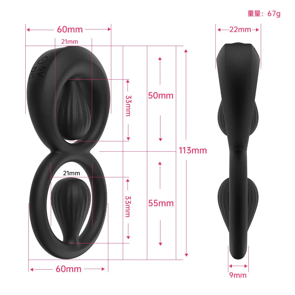 Dual Vibrating Adjustable Bead Cock Ring