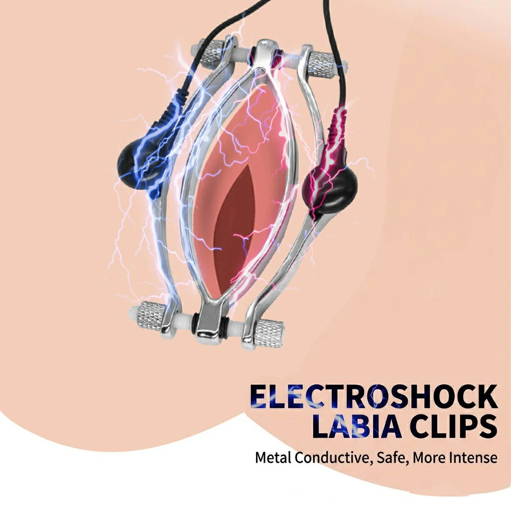 Electro-Stimulation Labia Clamps – BDSM E-Stim Set