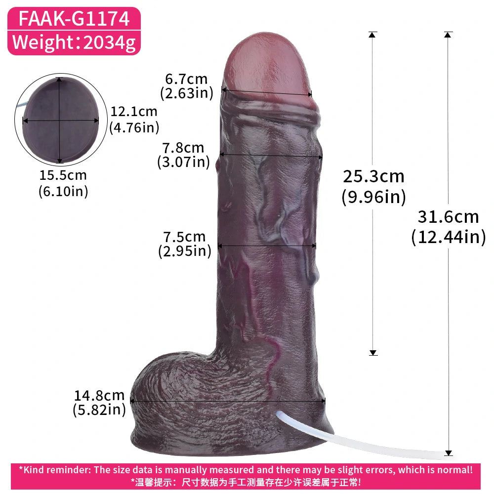 Extra-Large Dual-Layer Squirting Black Dildo