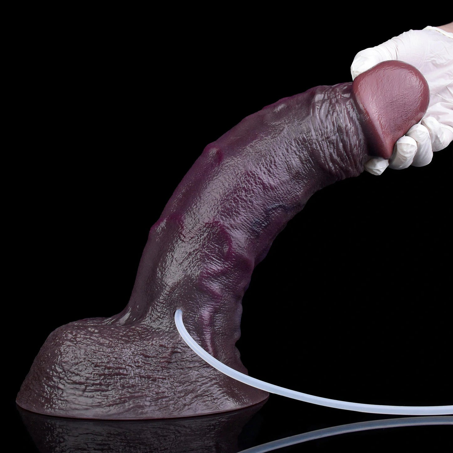 Extra-Large Dual-Layer Squirting Black Dildo