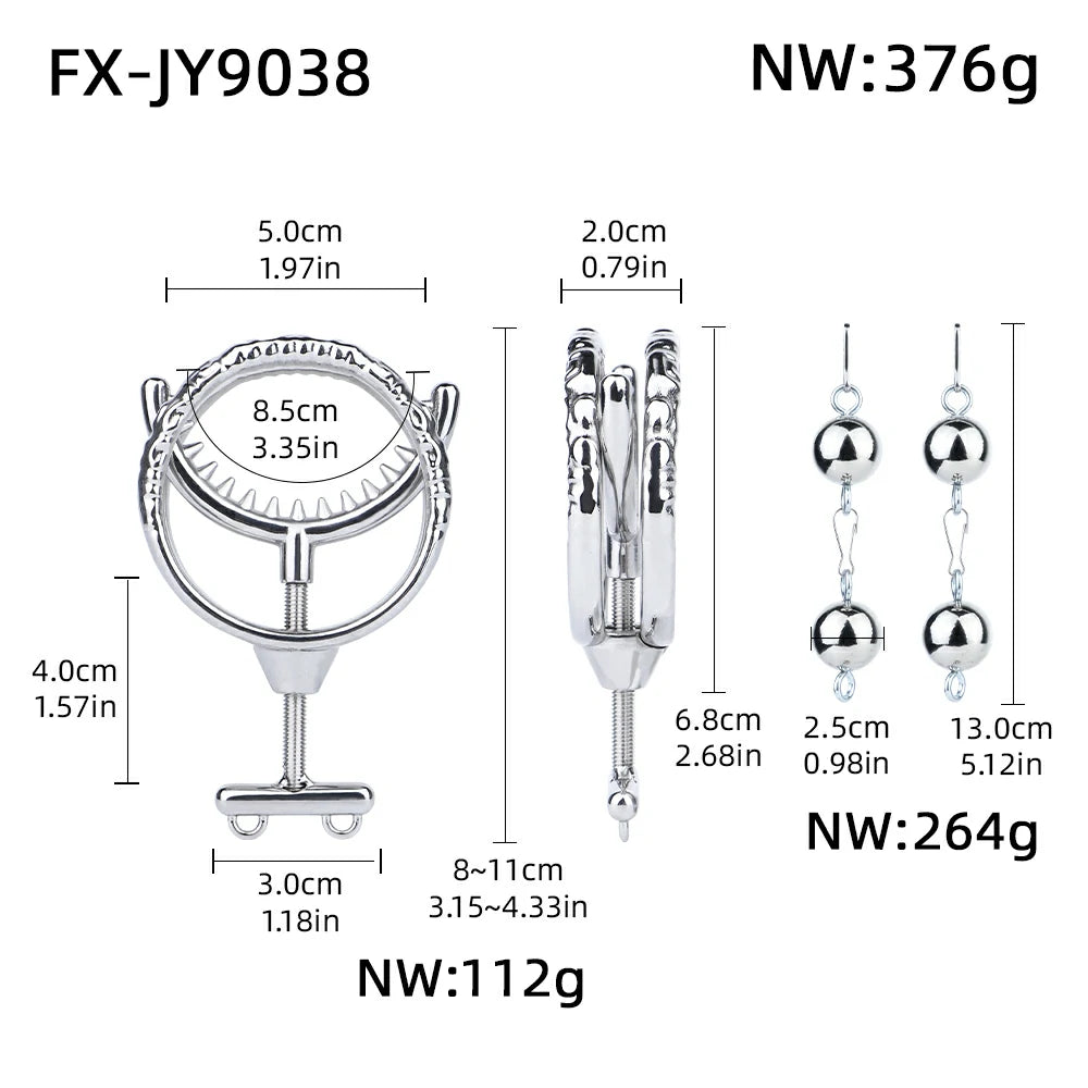Steel Fang – Adjustable Double-Ring Penis Restraint Trainer