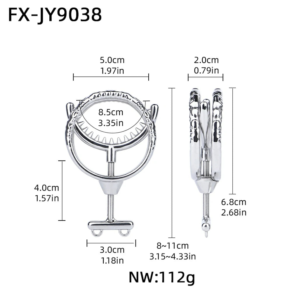 Steel Fang – Adjustable Double-Ring Penis Restraint Trainer