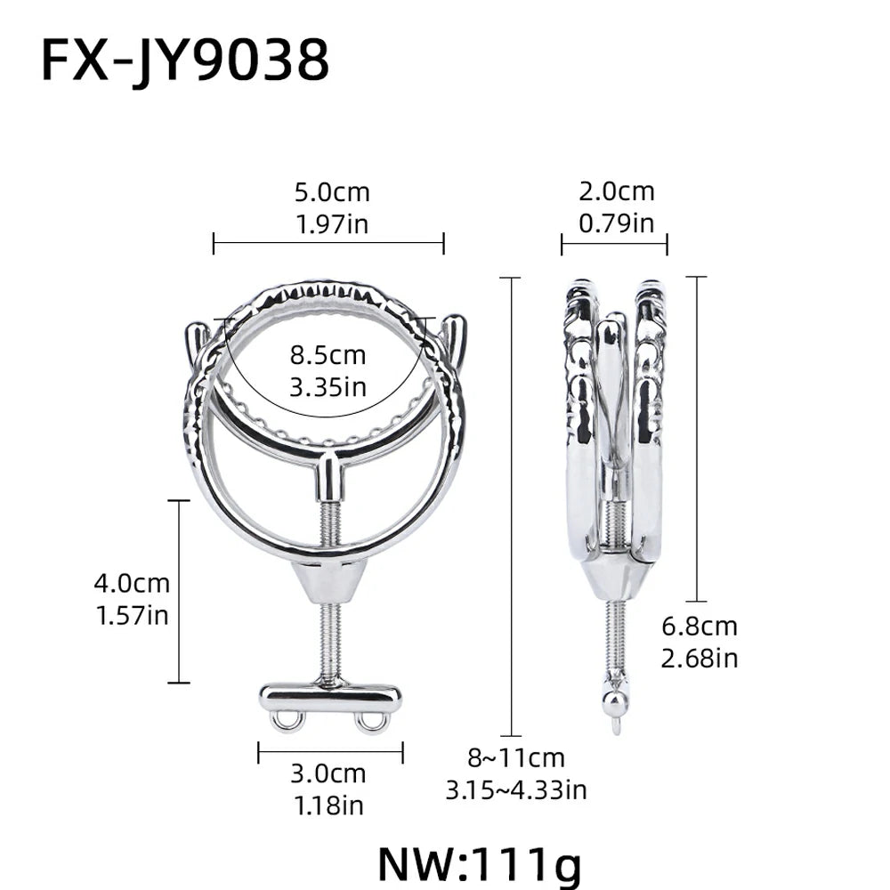 Steel Fang – Adjustable Double-Ring Penis Restraint Trainer